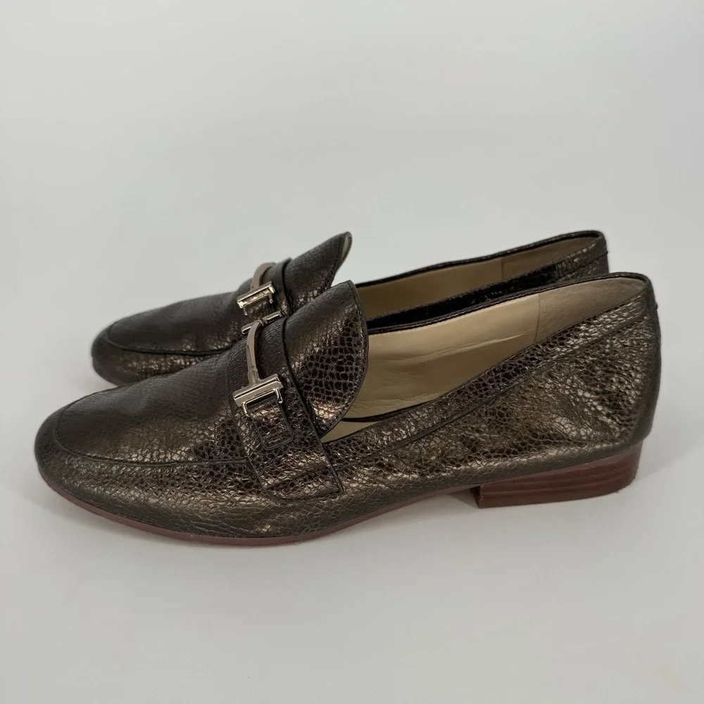 Enzo Angiolini Women's 8.5 Slip On Loafers Metallic‎ Bronze Leather Tatye